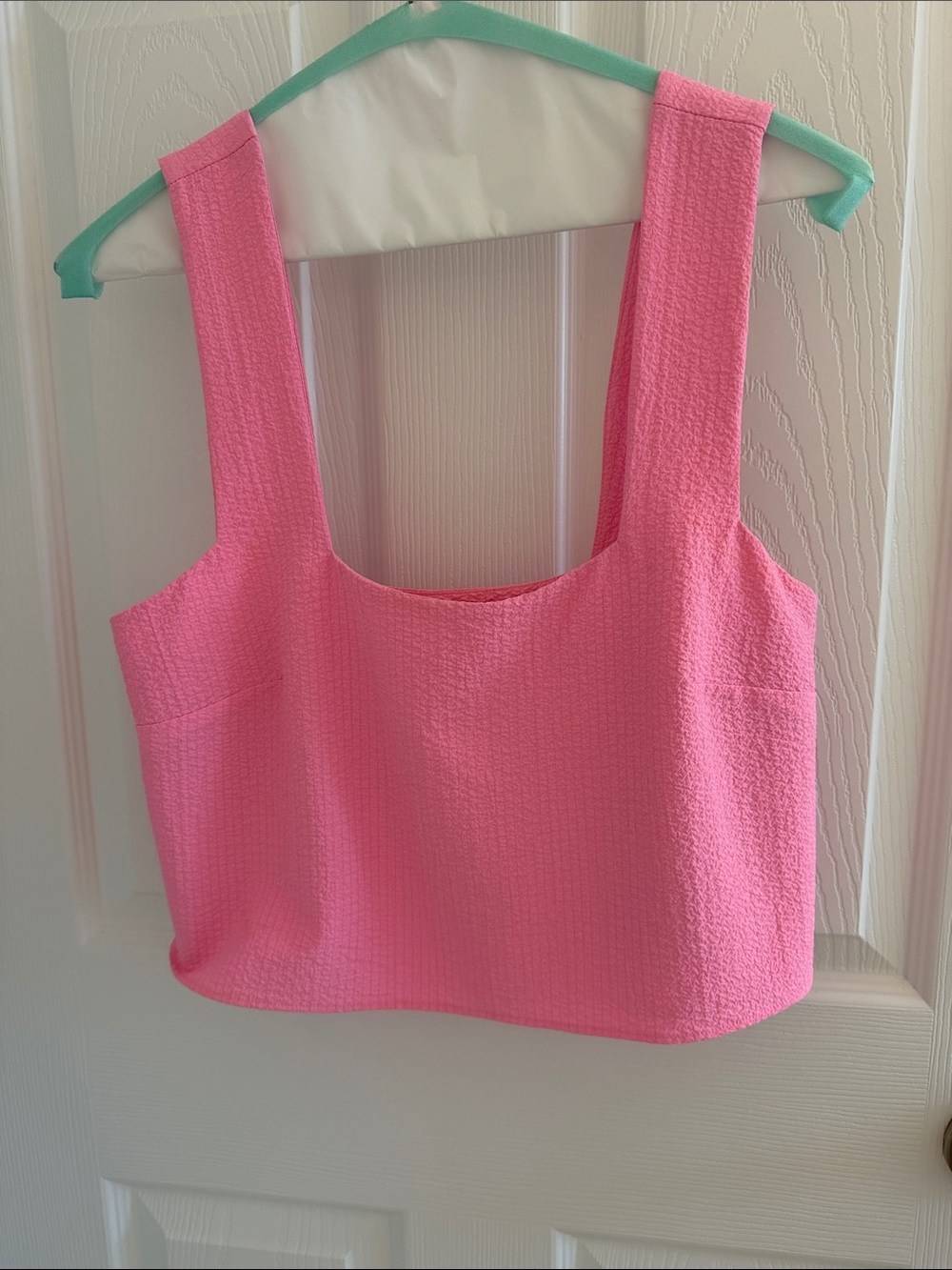 Show Me Your MuMu Hot Pink Textured Crop Tank Tara Top